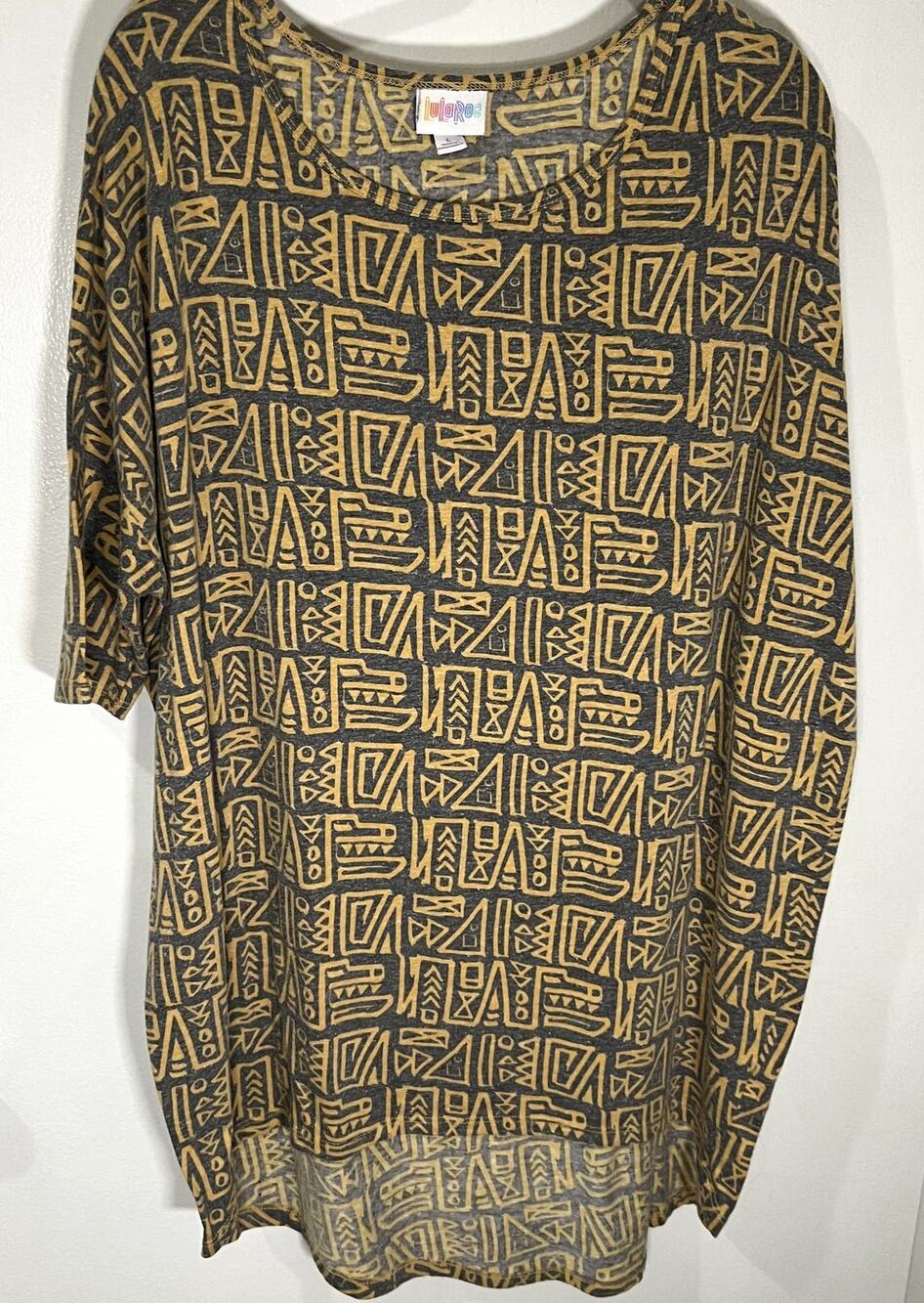 Lularoe Irma gray yellow geometric aztec print large